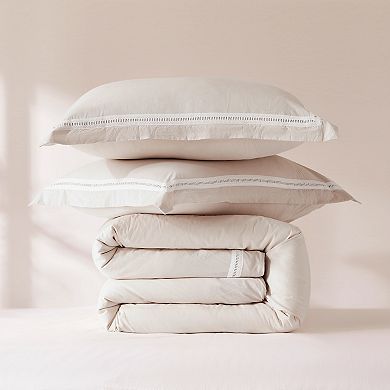 Lush Decor Doris Eyelet Inset Trim 3-Piece Duvet Cover Set