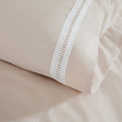 Lush Decor Doris Eyelet Inset Trim 3-Piece Duvet Cover Set