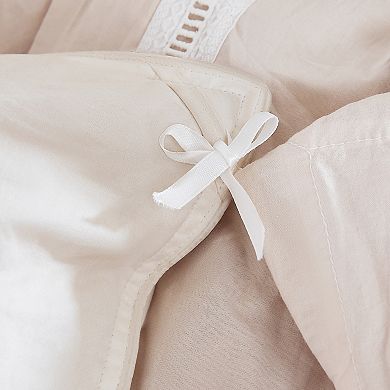 Lush Decor Doris Eyelet Inset Trim 3-Piece Duvet Cover Set