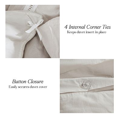 Lush Decor Doris Eyelet Inset Trim 3-Piece Duvet Cover Set
