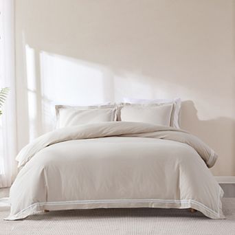 Lush Decor Doris Eyelet Inset Trim 3 pc Duvet Cover Set