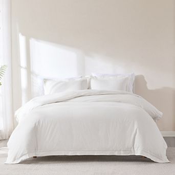 Lush Decor Doris Eyelet Inset Trim 3 pc Duvet Cover Set
