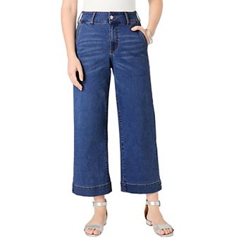 Roaman's Women's Plus Size Plus Size Wide Leg Crop Jean