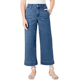 Roaman's Women's Plus Size Plus Size Wide Leg Crop Jean