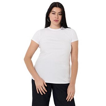 June + Vie Women's Plus Size Ribbed Crewneck Top