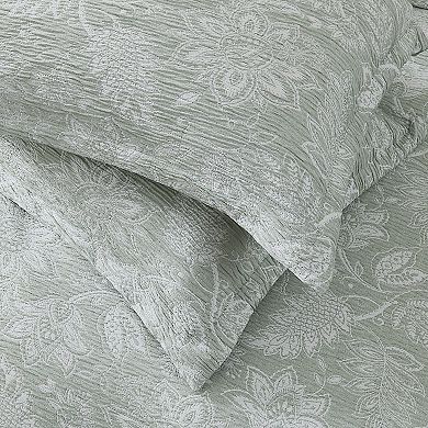 Lush Decor Floral Jacobean Gauze Jacquard 3-Piece Duvet Cover Set