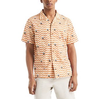 Men's Nautica Short Sleeve Camp Collar Printed Shirt
