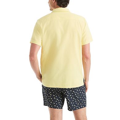 Men's Nautica Short Sleeve Camp Collar Solid Jaspe Shirt