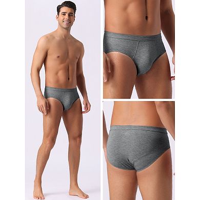 Men's Underwear Solid Color Elastic Waist Soft Comfortable Briefs 3Pcs