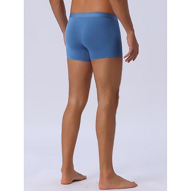 Men's Soft Elastic Waist Solid Color Regular Fit Basic Boxer Briefs 4 Pieces