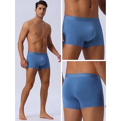 Men's Soft Elastic Waist Solid Color Regular Fit Basic Boxer Briefs 4 Pieces