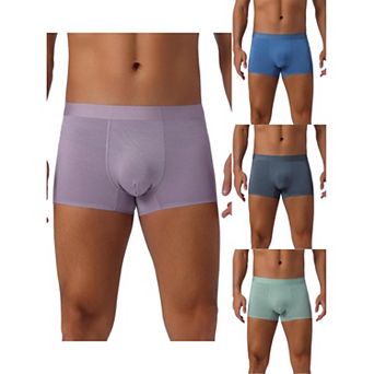 Men's Soft Elastic Waist Solid Color Regular Fit Basic Boxer Briefs 4 pc