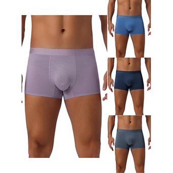 Men's Soft Elastic Waist Solid Color Regular Fit Basic Boxer Briefs 4 pc