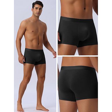 4 Pcs Men's Soft Elastic Waist Solid Color Regular Fit Basic Boxer Briefs