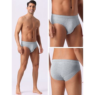 Men's Underwear Solid Color Elastic Waist Soft Comfortable Briefs 3 Pieces