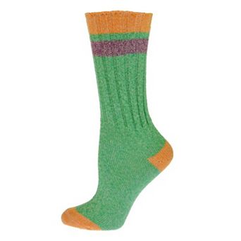 Twisted Marled Colorful Contrast Heel & Toe Cotton Crew