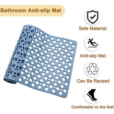 Bathtub Shower Mat, Bath Mat with Drain Hole and Suction Cups, Bath Mat for Tub Nonslip