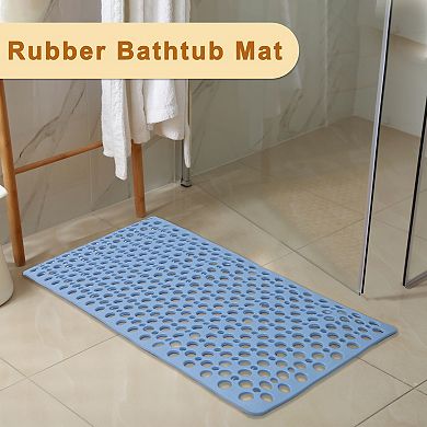 Bathtub Shower Mat, Bath Mat with Drain Hole and Suction Cups, Bath Mat for Tub Nonslip