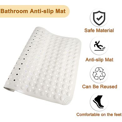 Nonslip Bathtub Mat, Bathtub Shower Mat, Bath Mat with Drain Hole and Suction Cups, Khaki