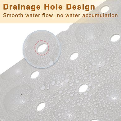 Nonslip Bathtub Mat, Bathtub Shower Mat, Bath Mat with Drain Hole and Suction Cups, Khaki