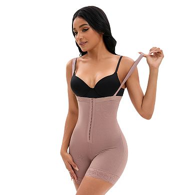 2 Packs Women's Cami Convertible Straps Tummy Control Front Hook Leotard Hip Lifter Thigh Slimmers
