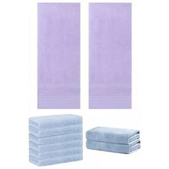 10 Pack Striped Pattern Hand Towels Set, Quick Drying Towel for Bathroom, 28"x56"&14"x30"&13"x13"