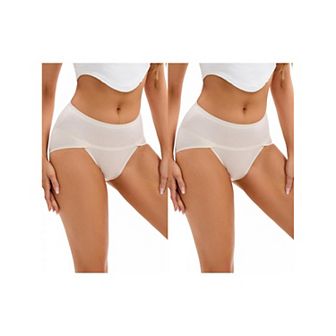 2 Packs Women's Hi-Cut High Waist Briefs Full-Coverage Underpants
