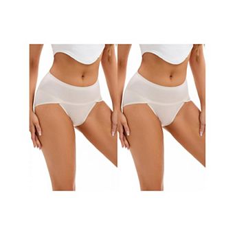 2 Packs Women's Hi-Cut High Waist Briefs Full-Coverage Underpants