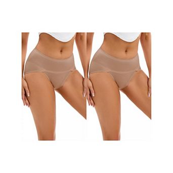 2 Packs Women's Hi-Cut High Waist Briefs Full-Coverage Underpants