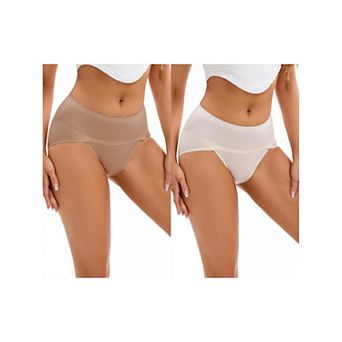 2 Packs Women's Hi-Cut High Waist Briefs Full-Coverage Underpants