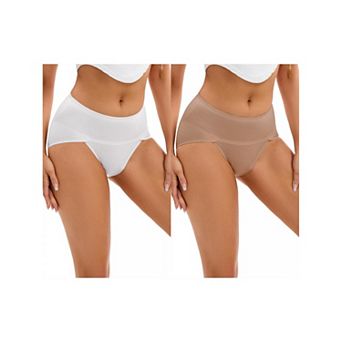 2 Packs Women's Hi-Cut High Waist Briefs Full-Coverage Underpants