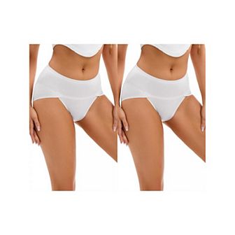 2 Packs Women's Hi-Cut High Waist Briefs Full-Coverage Underpants