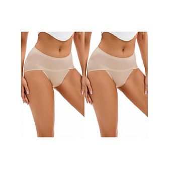 2 Packs Women's Hi-Cut High Waist Briefs Full-Coverage Underpants