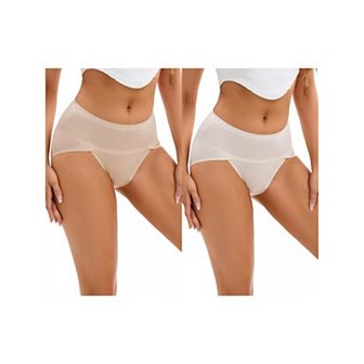 2 Packs Women's Hi-Cut High Waist Briefs Full-Coverage Underpants