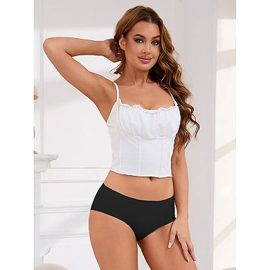 3 Packs Women's Mid-Waisted Panties Full Coverage No Trace Comfortable Briefs