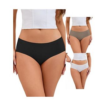 3 Packs Women's Mid-Waisted Panties Full Coverage No Trace Comfortable Briefs