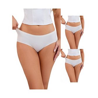 3 Packs Women's Mid-Waisted Panties Full Coverage No Trace Comfortable Briefs