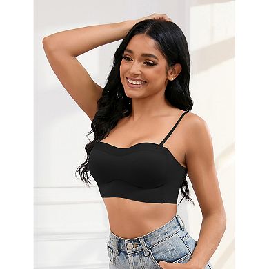 3 Packs Women's Push Up U Back Adjustable Straps Underwear Full Cup Wirefree Tube Bras