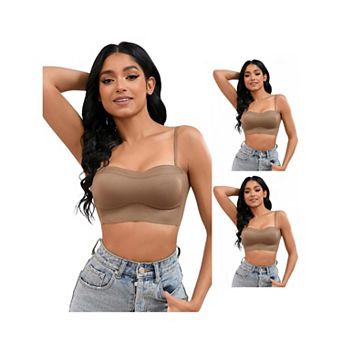 3 Packs Women's Push Up U Back Adjustable Straps Underwear Full Cup Wirefree Tube Bras