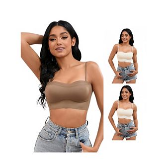 3 Packs Women's Push Up U Back Adjustable Straps Underwear Full Cup Wirefree Tube Bras