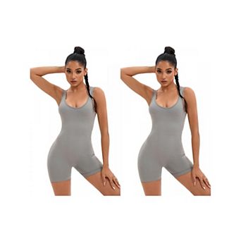 2 Packs Women's U Neck Full Body Shaper Hollow Back Hip Lifter Shapewear Bodysuit