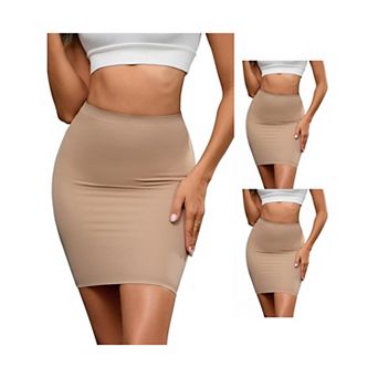 3 Packs Women's High Waisted Half Slips Under Dress Tight Skirt Body Shaper Slimming Slips