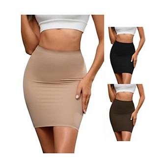 3 Packs Women's High Waisted Half Slips Under Dress Tight Skirt Body Shaper Slimming Slips
