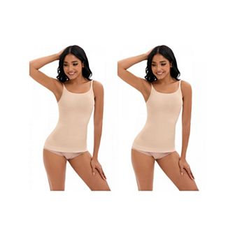 2 Packs Women's Adjustable Straps Cami Tummy Control Slimming Tops No Trace Shaping Camisoles