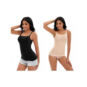 2 Packs Women's Adjustable Straps Cami Tummy Control Slimming Tops No Trace Shaping Camisoles