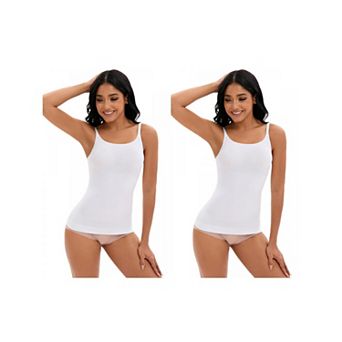 2 Packs Women's Adjustable Straps Cami Tummy Control Slimming Tops No Trace Shaping Camisoles