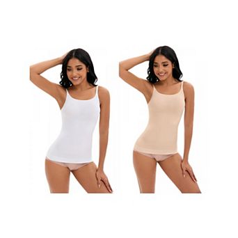 2 Packs Women's Adjustable Straps Cami Tummy Control Slimming Tops No Trace Shaping Camisoles
