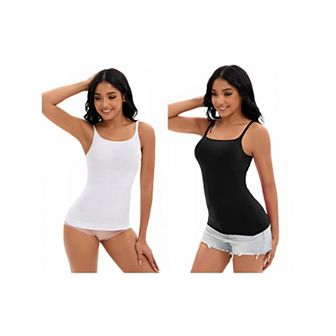 2 Packs Women's Adjustable Straps Cami Tummy Control Slimming Tops No Trace Shaping Camisoles