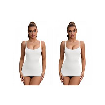 2 Packs Women's Adjustable Straps Tummy Control Shaper Camisoles Long Slim-Fit No Trace Tank