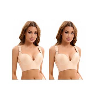 2 Packs Women's Push Up Wirefree Convertible Bras 6 Hooks Underwear